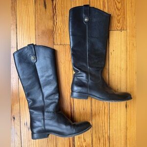 Frye Black Leather Melissa Riding Boots